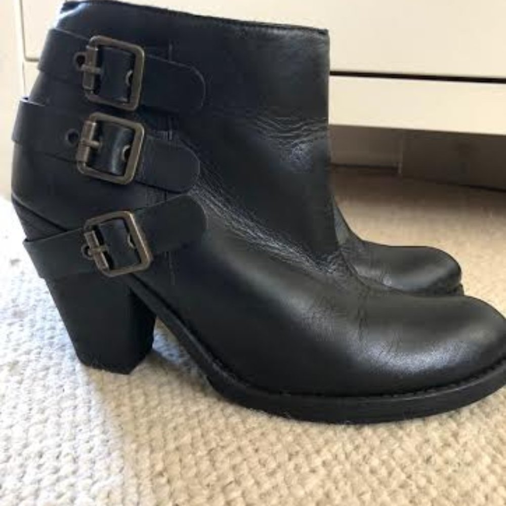 Schutz Black Leather Booties.